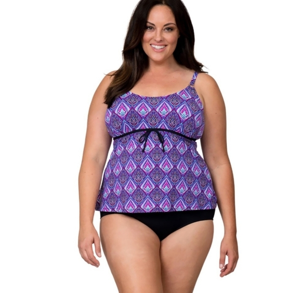 Leilani Tankini Purple Underwire Top Only Plus New - Picture 1 of 8